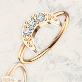 Rose Gold Dainty Crescent Moon with Clear Stones Bendable Hoop for Nose Cartilage Tragus Piercings.